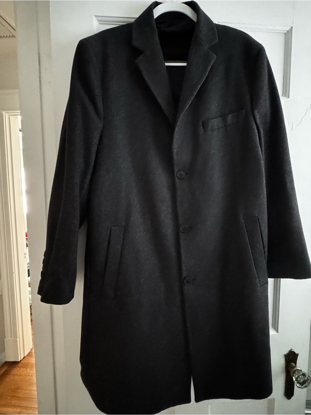Gant Charcoal Grey Wool Coat - Single-Breasted Mens Size L